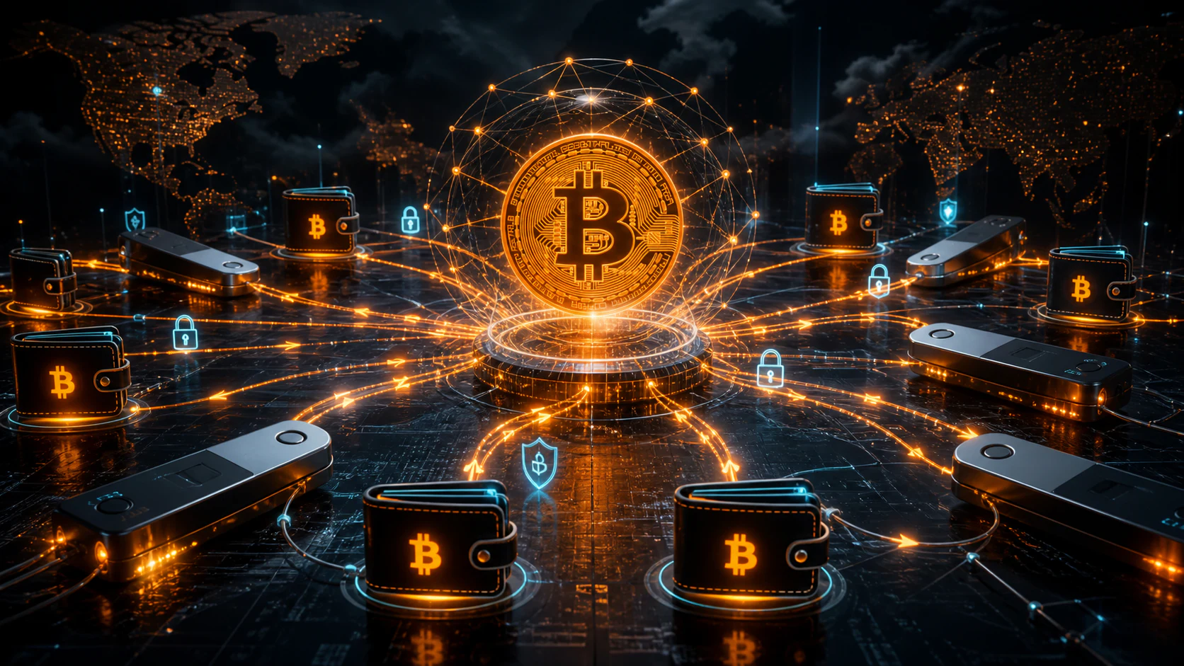 Conceptual Bitcoin network illustration