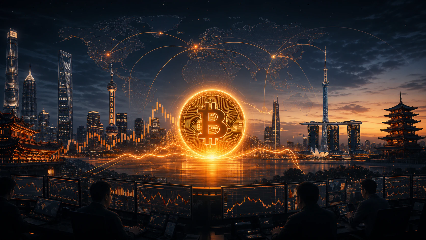 Bitcoin trades through the Asian overnight session at dawn