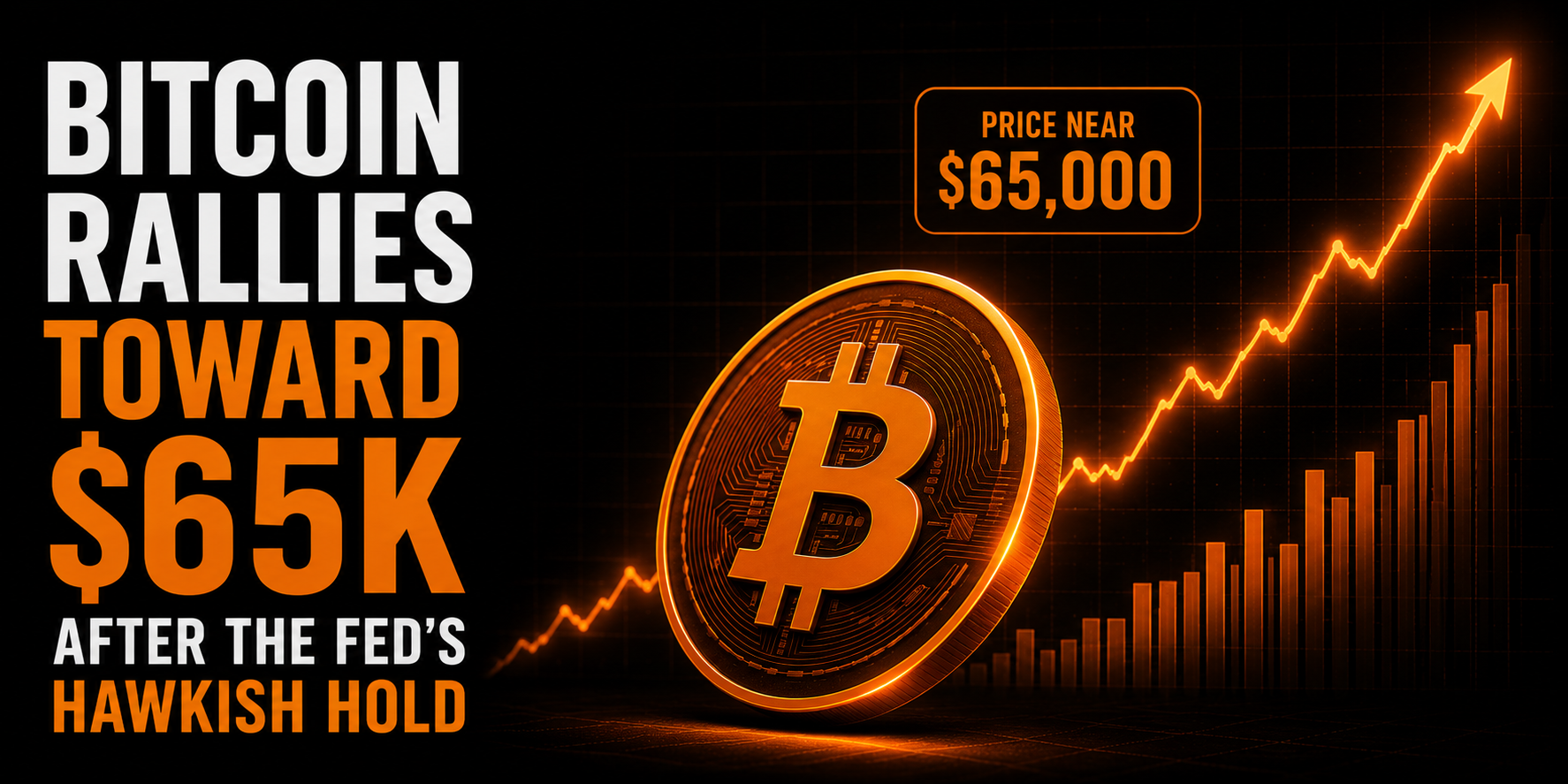 Bitcoin rallies toward $65K after the Fed's hawkish hold — hero image