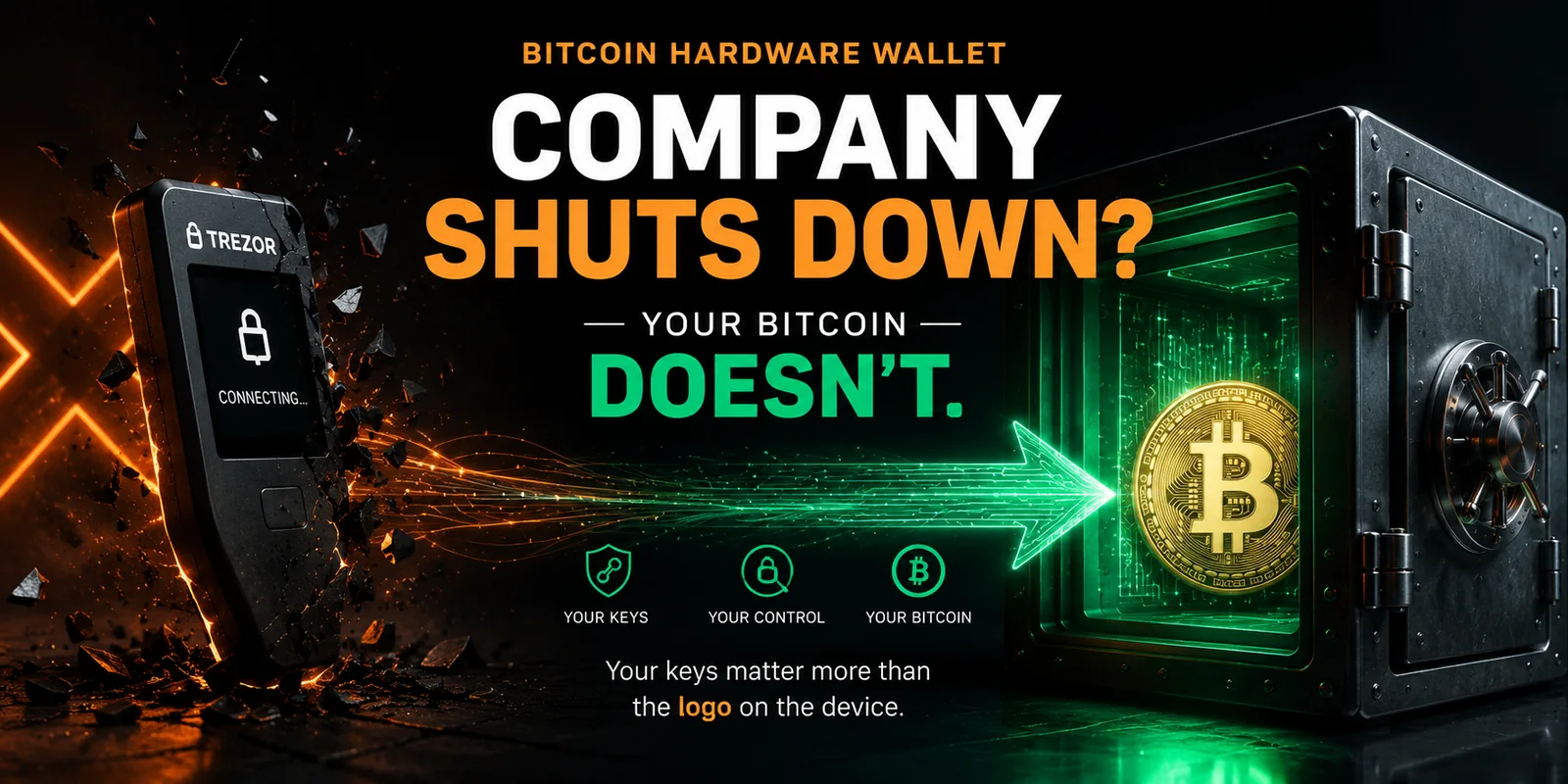 Bitcoin hardware wallet and recovery backup illustrating wallet recovery if a manufacturer shuts down