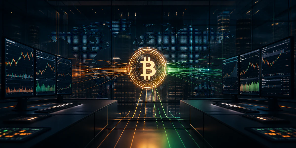 Conceptual institutional trading venue connecting counterparties through Bitcoin spot execution